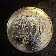 2013 Canadian Maple Leaf with Bison on Reverse 1 oz .999 Fine Silver Canada R342