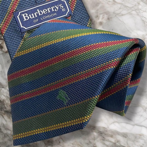 Burberry Tie Striped Horse Logo Rainbow Multicolor Glossy Men Accessory LTD Co