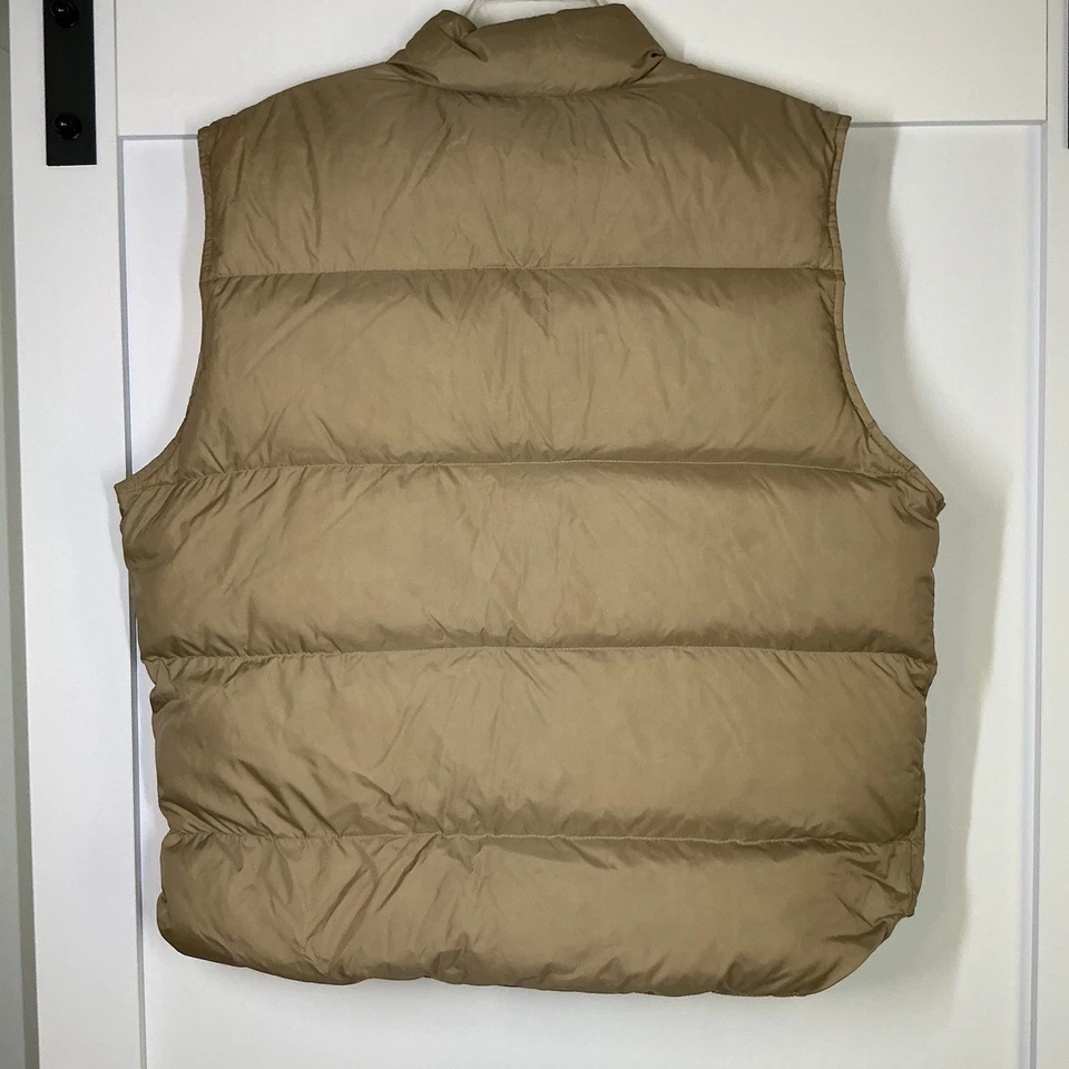LL Bean Men's Vintage 90s Goose Down Filled Nylon Snap Puffer Vest Large Beige - Image 2 of 4