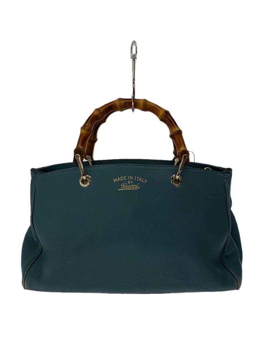 GUCCI Bamboo Leather Shopper Handbag in Blue 323660 520981