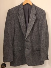 Vintage HARRIS TWEED Handwoven Pure Scottish Wool Jacket Two Button Blazer