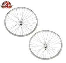 ALTA 24” Front & Freewheel Durable Rims Cruiser Silver Alloy 36 Spoke 3/8 Axle.