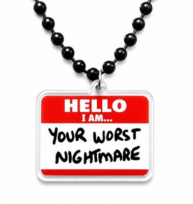 Hello I m Your Worst Nightmare Acrylic Black Ball Chain Necklace Chaos Goth Alt