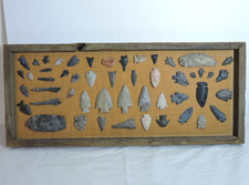 Framed Arrowheads from Ohio - 50 mounted in rustic frame (28