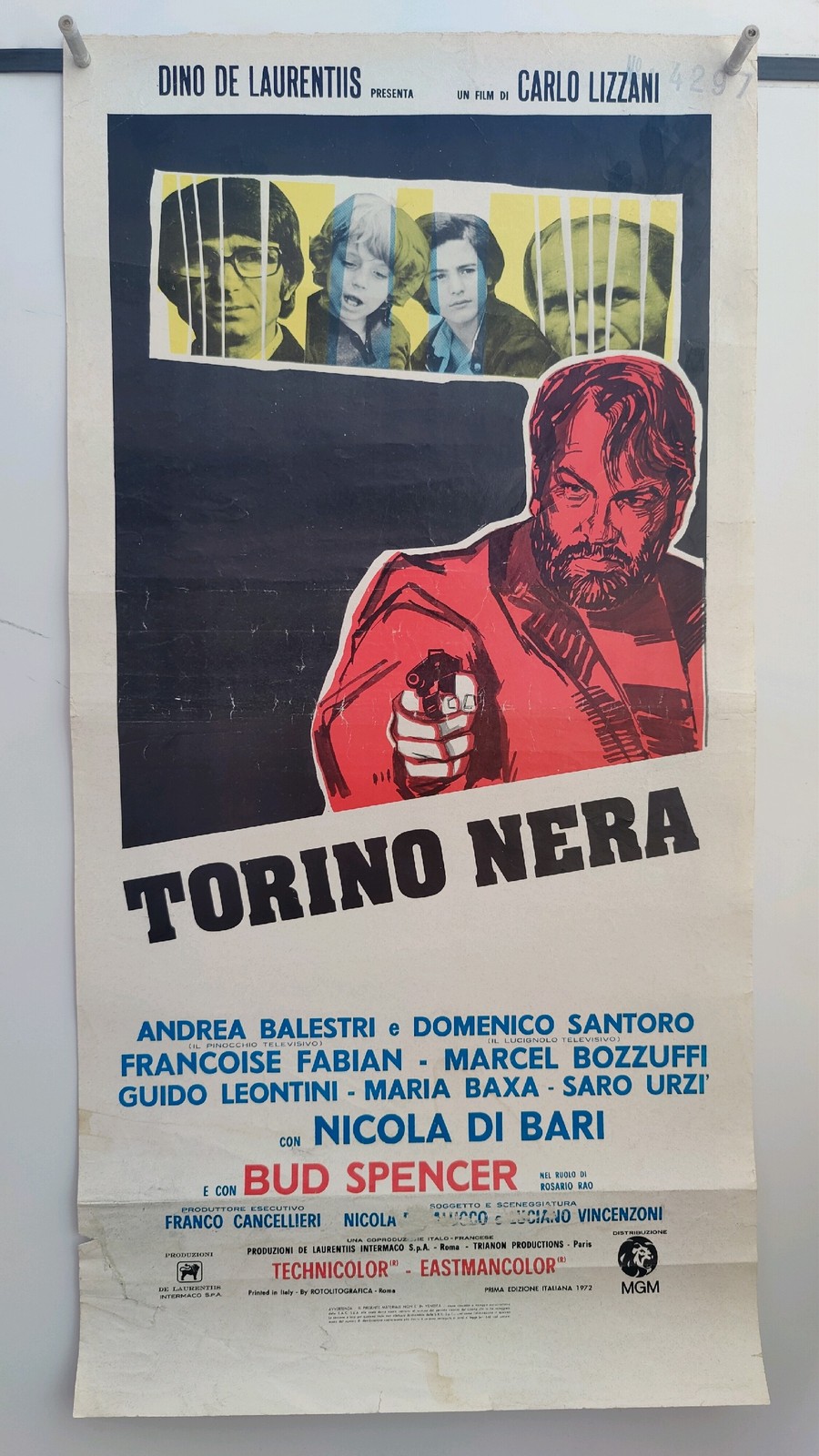 Locandina originale film Torino nera (1972) - Regia di Carlo Lizzani