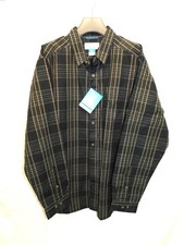 Columbia L NWT Black Gray Plaid Shirt Vapor Ridge Long Sleeve Button Front NEW