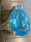 Vintage Sterling Silver Pear Shaped Blue Topaz Solitaire Ring Siaze 5.5 — photo 8
