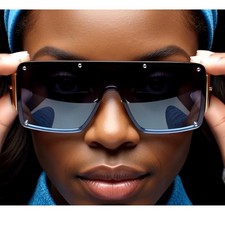 Oversized Shield Sunglasses Rivets Accents Fashion Trendy Sun Glasses Women 2026