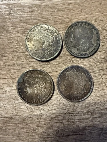 Morgan Silver Dollar $1 Coins Lot 1884 1891 1900 1921 Circulated 0.9 Fineness