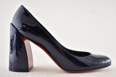 Christian Louboutin Miss Sab 85 Zaffiro Navy Blue Patent Block