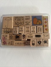 Vtg Wooden Rubber Stamps Lot of 27 Various Sizes Stampin Up 2002 2003 Studio g