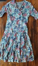 Vintage Laura Ashley Dress Ladies US 8 Viscose Cottagecore Prarie UK Tea Dress