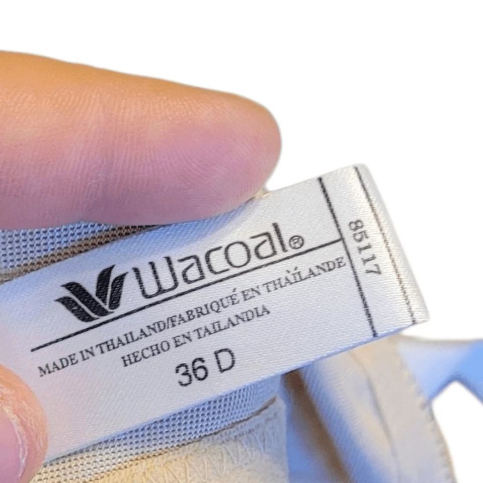 Женский светло-бежевый кружевной полупрозрачный бюстгальтер Wacoal размер 36D - Изображение 4 из 4