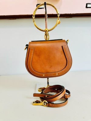 CHLOE NILE BRACELET SMALL BAG CARAMEL TAN CROSSBODY SATACHEL MADE IN ITALY