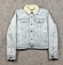 Levi's Sherpa Lined Trucker Jean Denim Jacket Women  s Size Small Snap Front Blue