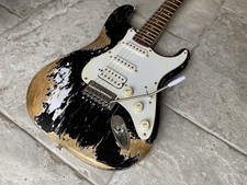 Stratocaster Black Nitro Heavy Relic Guitar-Squier By Fender