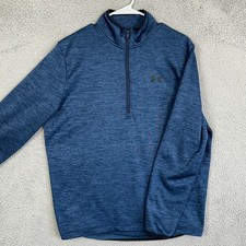 Under Armour Sweatshirt Mens Medium Blue Loose Fit Quarter Zip Logo Pullover EUC