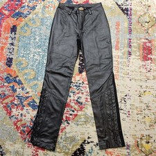 Harley Davidson Motorcycle Sz 6 Lower Lace Sides Leather Front Fabric Back Pants