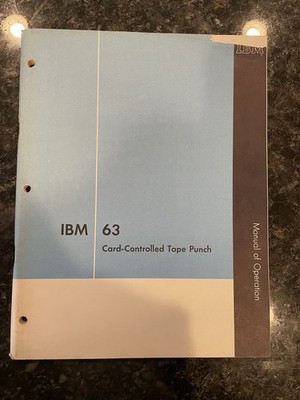 IBM 63 Card Controlled Tape Punch Reference Manual 1958