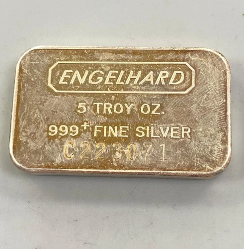 Engelhard 5 Troy Ounces 999+ Fine Silver Bar C223071 L24470