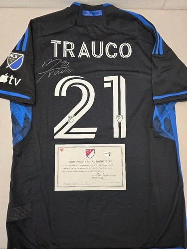 SJ Earthquakes MIGUEL TRAUCO Signed Match Game Used 2023 Season Soccer Jersey