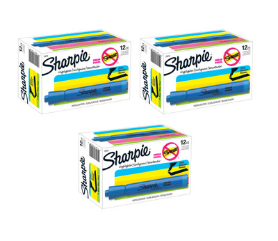(x36) Sharpie Accent Tank Style Highlighter Chisel Tip Blue Dozen/Box 25010