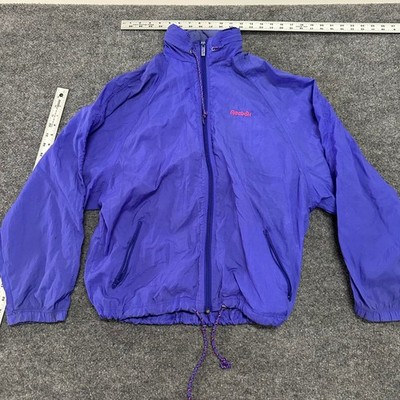 Reebok Jacket Womens Size M Purple Vintage Windbreaker Full Zip Mesh Lined Pink
