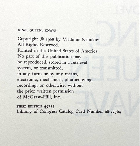 Vladimir Nabokov - King, Queen, Knave - HCDJ 1st 1st - Author of Lolita - Picture 8 of 8