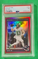 2024 PANINI SCORE FOOTBALL RED ZONE ROOKIE CARD BO NIX RC #25/35 - PSA NM 7