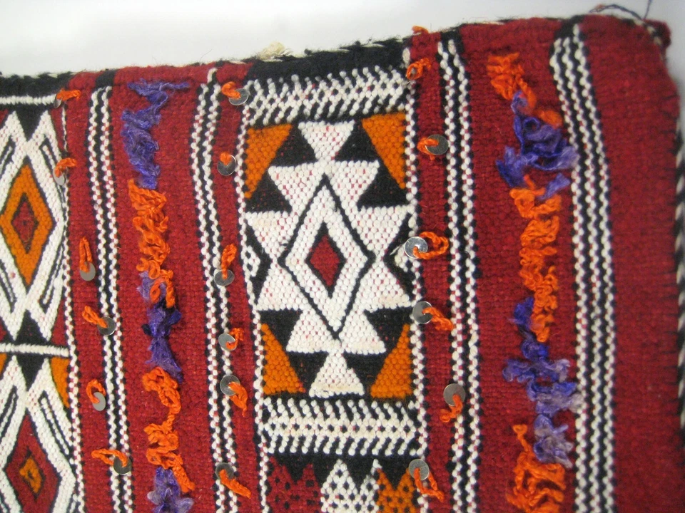 Handwoven Pillowcase ONLY Tapestry Decor Weaving Table Runner Red 21 In Rustic - Image 4 of 4