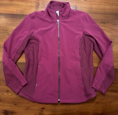 Chicos Zenergy Womens Magenta Activewear Full Zip Mesh Jacket Sz Small 4/6