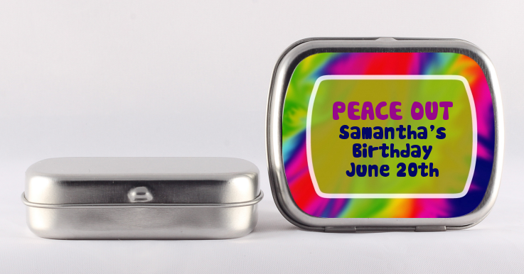 Personalized Tie Dye Mint Tin Stickers for Party Favors