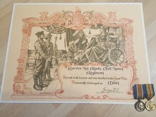 Silver War Badge King?s Certificate of Discharge WWI