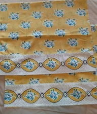Vtg Pair Lady Pepperell Yellow Blue Roses Presslin Cottage Pillowcases 50s 60s