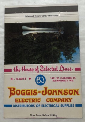 Boggis - Johson Electric Co. Milwaukee 3, Wisconsin. Matchbook Cover