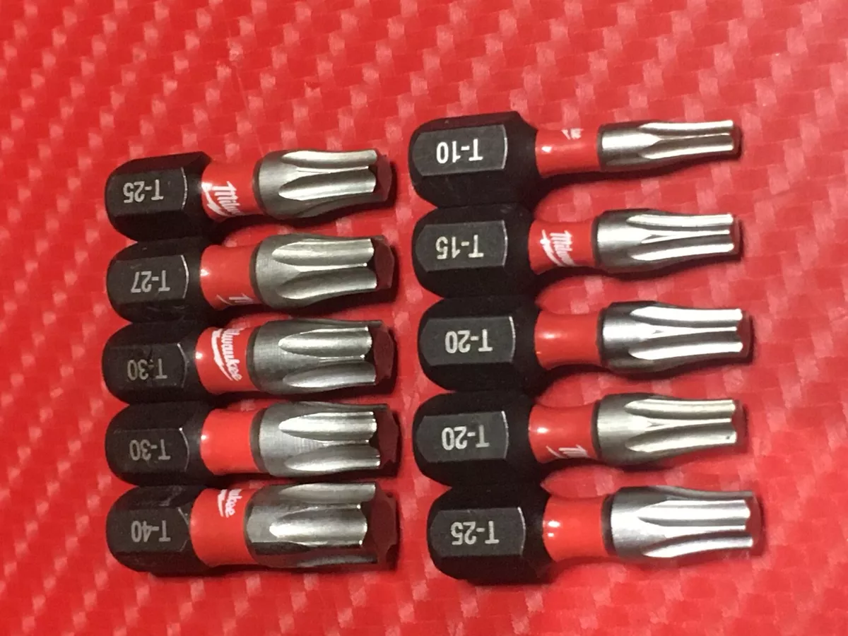 Milwaukee Shockwave 10 PC TORX Bit Set T 10 T 15 T 20 T 25 T 27 T