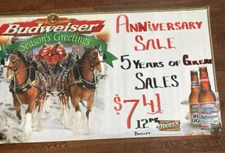 Budweiser Seasons Greetings Banner  1998   3’ x 5’ #1007916