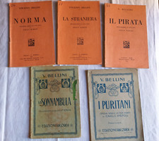 Vincenzo Bellini, lotto di 5 libretti d'Opera lirica antichi. Vedi descrizione.