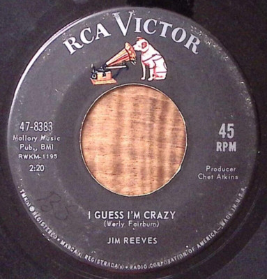 JIM REEVES NOT UNTIL THE NEXT TIME/I GUESS I'M CRAZY RCA VICTOR VINYL 45 54-68