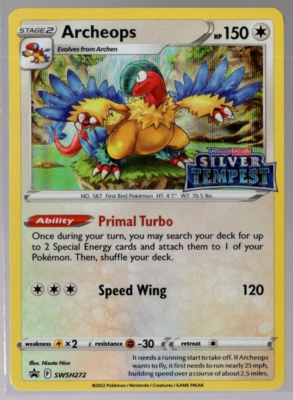 pokemon cards near me within 0.2 mi Archeops SWSH72 Stamped Pre Release Promo Silver Tempest Pokemon TCG Near  Mint