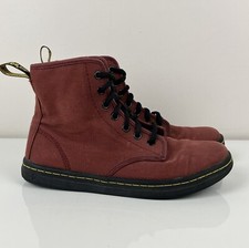 Dr. Martens Women  s Size 7.0 Shoreditch Red Canvas Lace Up Combat Boots