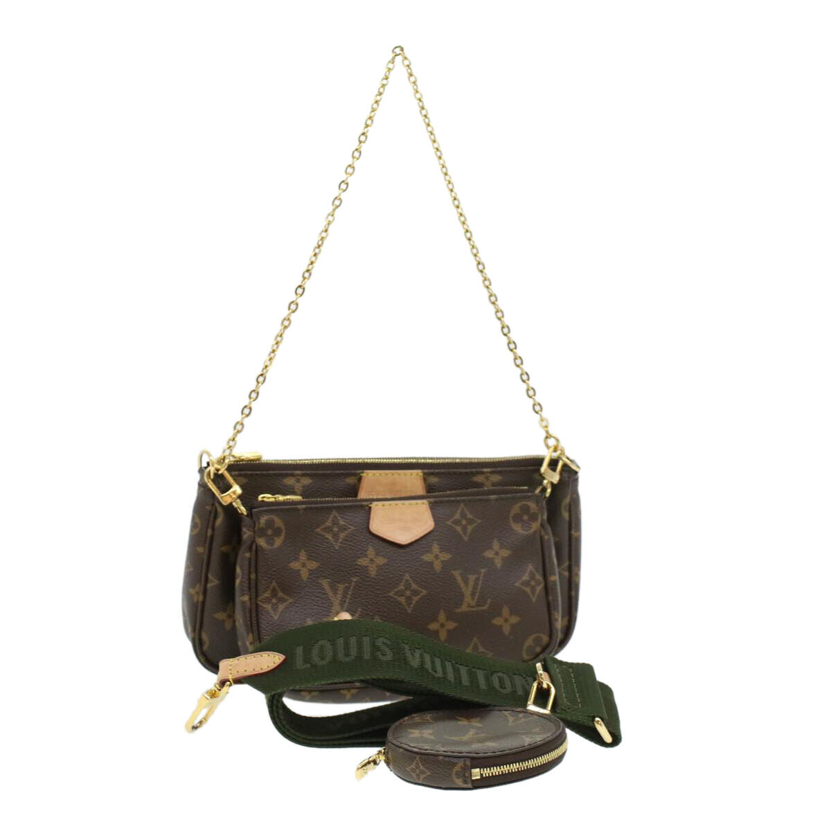 Louis Vuitton Khaki and Monogram Multi Pochette Accessoires Gold Hardw – On  Que Style