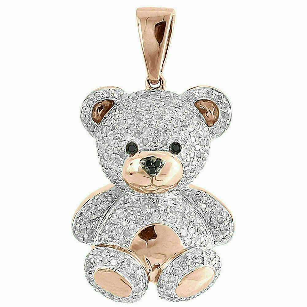 2.00 Ct Round Cut VVS1/D Diamond Teddy Bear Pendant 14k Rose