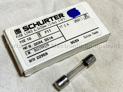 1pcs - SCHURTER TT 2A 250V 6.3x32mm Super-Time-Lag Glass Fuse - FTT 0034.5516