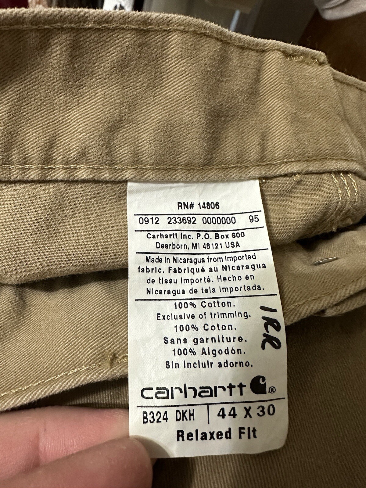 Men’s Carhartt big and tall 44x 30 relaxed fit dungaree utility pants   thumbnail 4