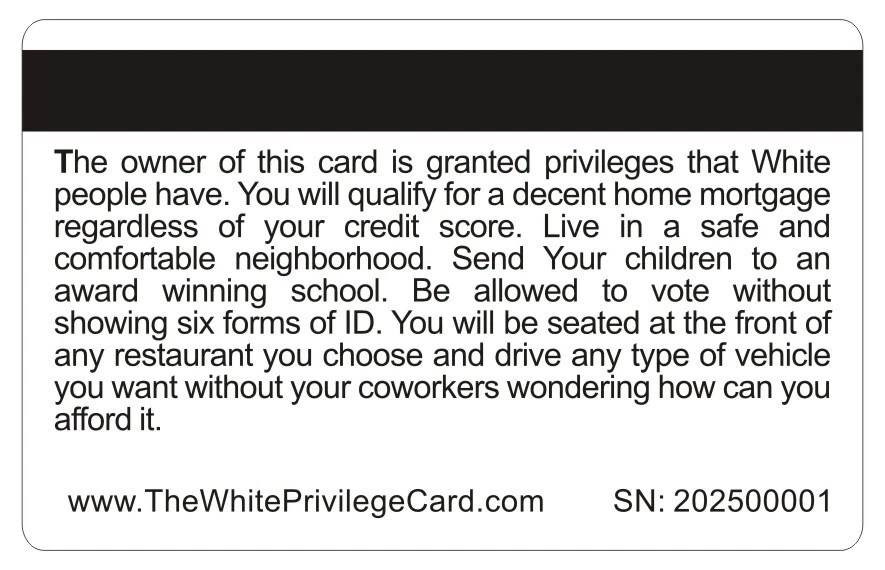 W. Privilege Cards | Novelty Joke Cards | 4 PACK Raised Numbers (Free Shipping) - Image 3 of 4