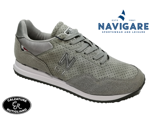 NAVIGARE SCARPE UOMO SNEAKER CAMOSCIO GRIGIO LACCIO NAM913570 | eBay