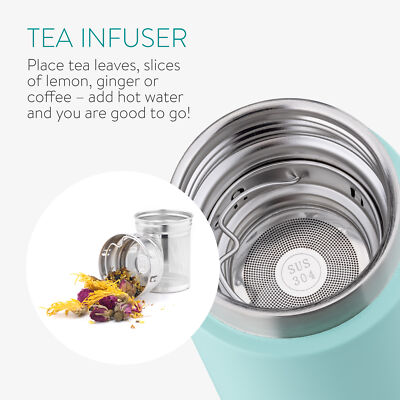 ChooseEco Borraccia Acciaio Inox 500ml Con Tappo In Bambù - Tenuta Stagna E Insapore - Ideale Per Sport E Scuola