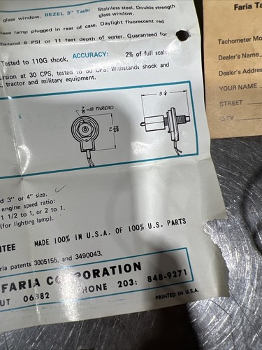 Vintage Faria Diesel Tachometer Gauge Euro Black Stainless Diesel Nos Surplus - Picture 14 of 17