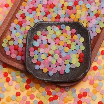 200Pcs 6mm Candy Color DIY Frosting Beads Acrylic Jewelry Accessories